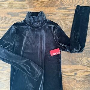 SPANX Black Velvet Long-Sleeve Top